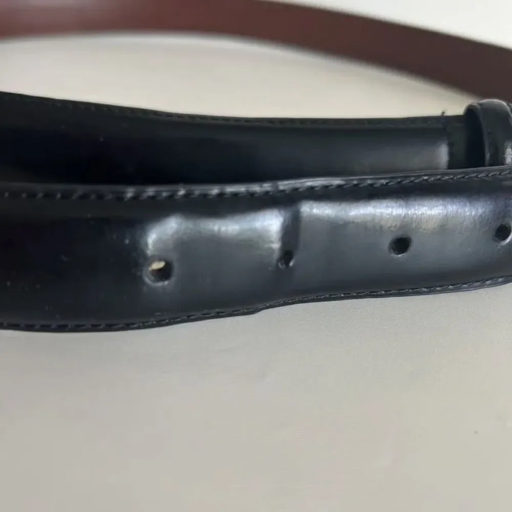 Jos A Bank Mens Dress Belt Black Leather Gold Buckle Pre-Owned Classic From S 40
